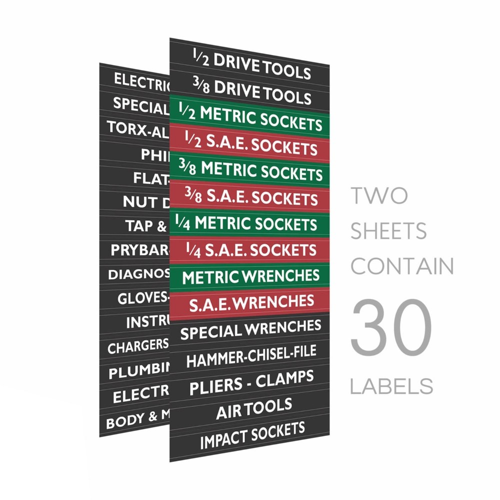 2 PACK TOOL BOX LABELS all Chest & Boxes - Storage Cabinets (Green)