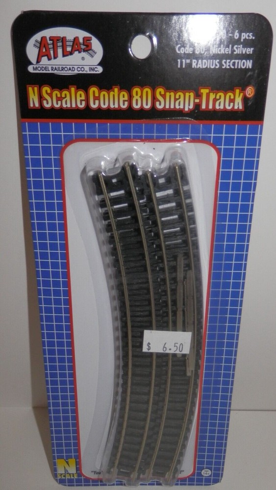 Atlas N Scale Code 80 Nickel Silver 11" Radius Section (6pcs) #2520 NIP