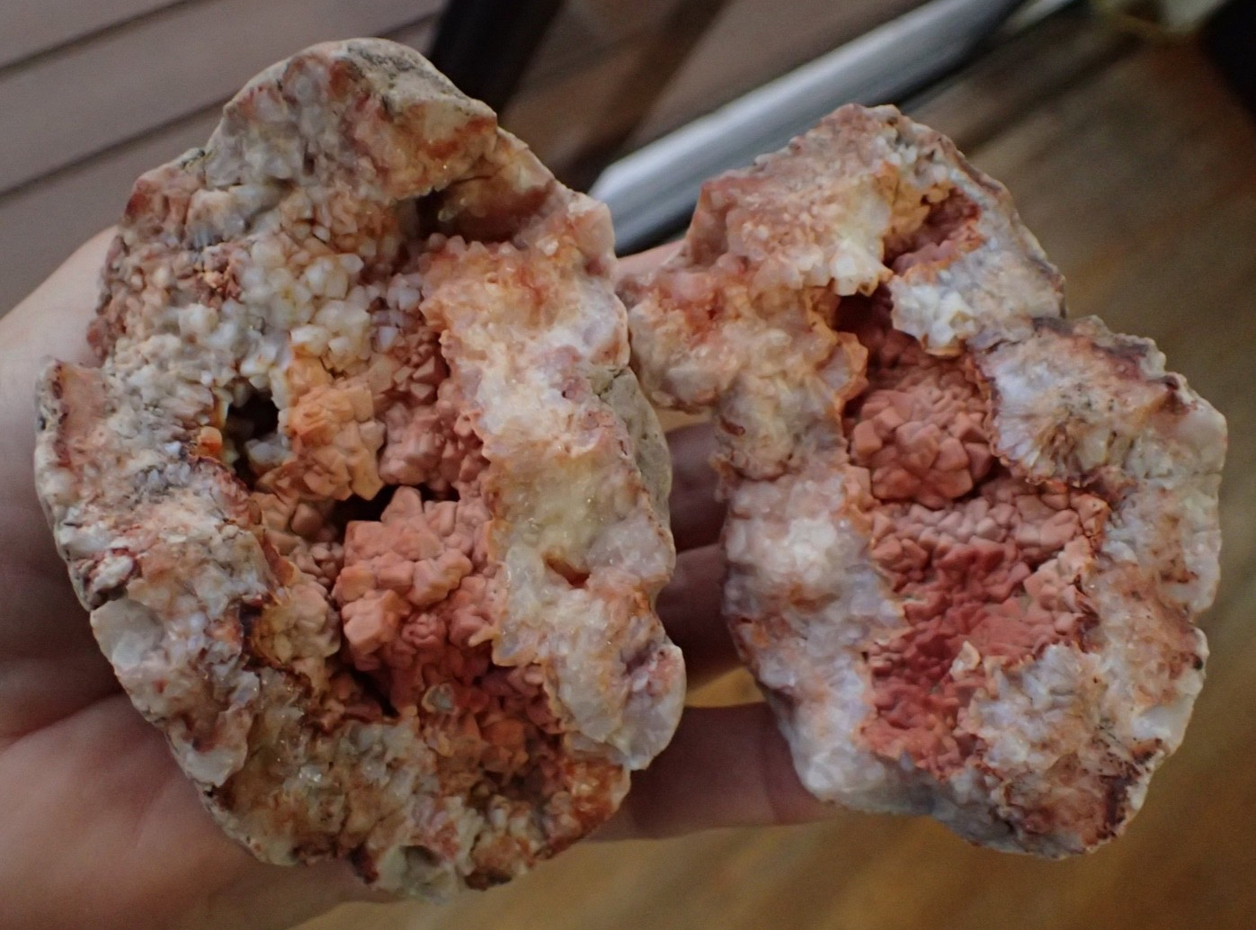 Square Botryoidal 2 Piece Geode KY Agate Gems Specimen Geology Rare Red Pink KG7