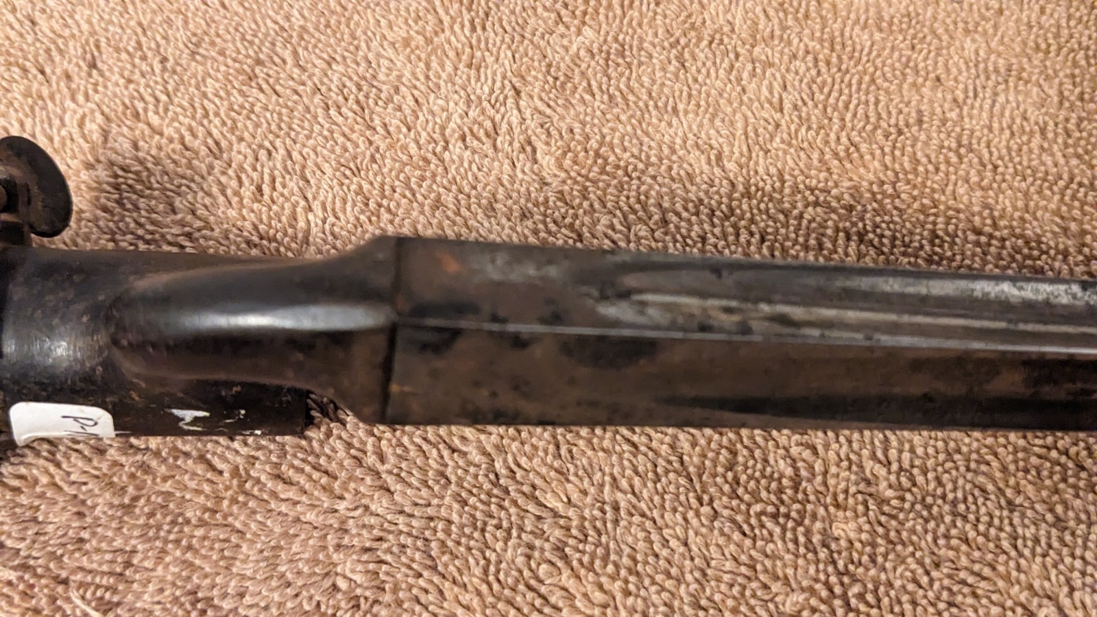 1876 Martini Henry British socket bayonet with leather scabbard Boer War WWI