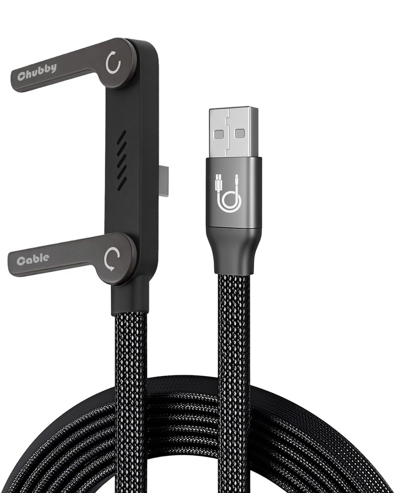 chubbycable StandLite 65W Braided Fast Charge Cable with 4.9ft, Black