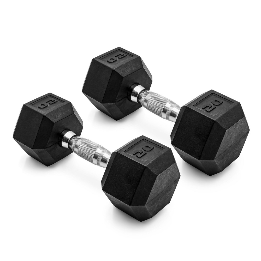 CAP Barbell, 20lb Coated Rubber Hex Dumbbell, Pair
