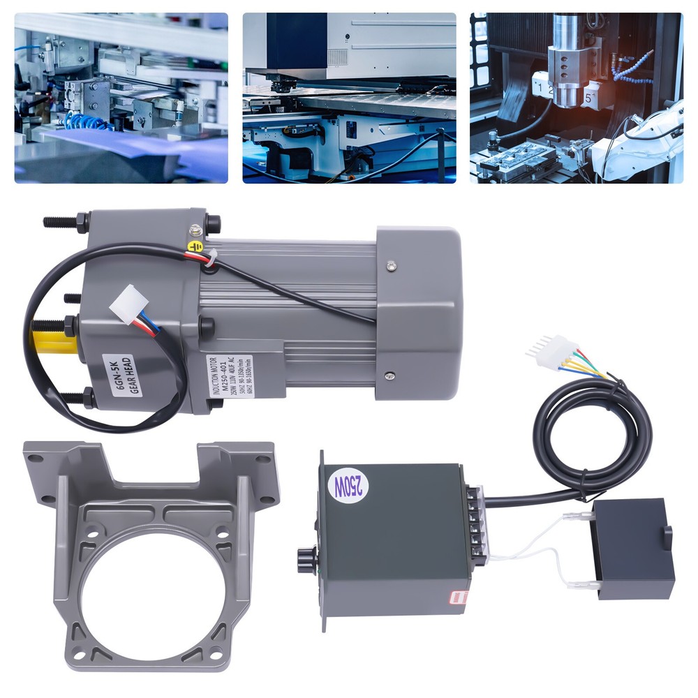 250W 110V AC Gear Motor with Variable Speed Controller and Bracket Single Phase