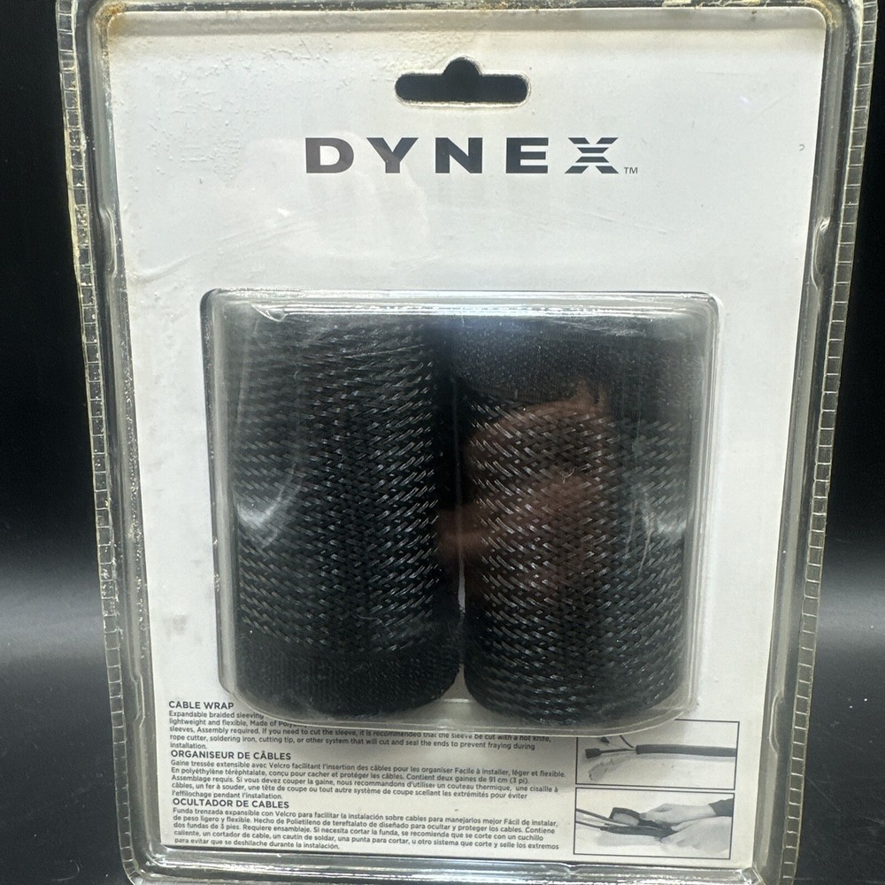 Dynex Computer Cable Management Wrap Black Mesh 2-3ft Braid #DX-CMWP {49}