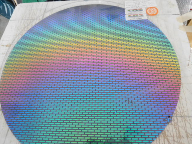 Dichroic Glass:CBS 90COE Brick #1 Pattern RAINBOW Crinklized on thin Black -3"Sq