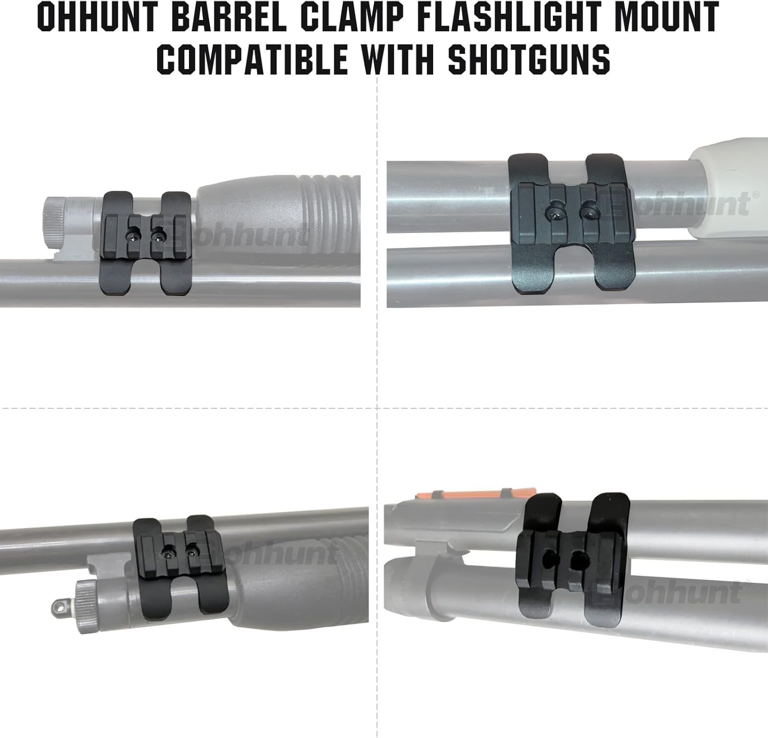 Shotgun Flashlight Mount Barrel Clamp 12 Gauge Mossberg 500 Maverick Remington