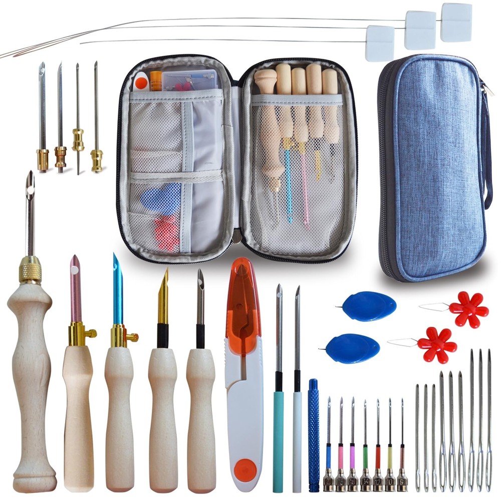 Punch Needle Embroidery Kit - Complete Set for Needle Punching - Includes Adj...
