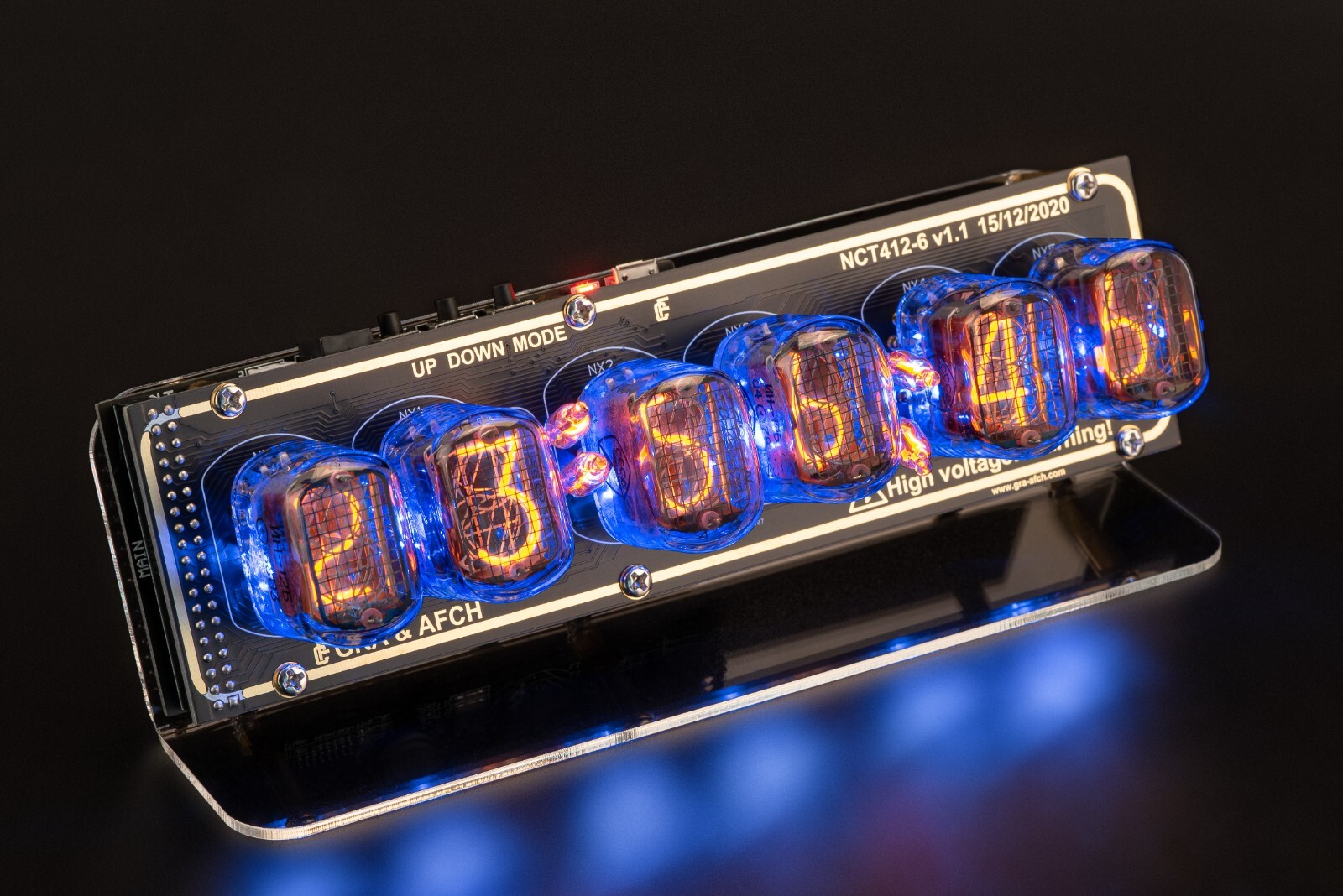 IN-12 Nixie Tubes Clock on Acrylic Stand with Sockets 12/24 UPS FREE Shipping