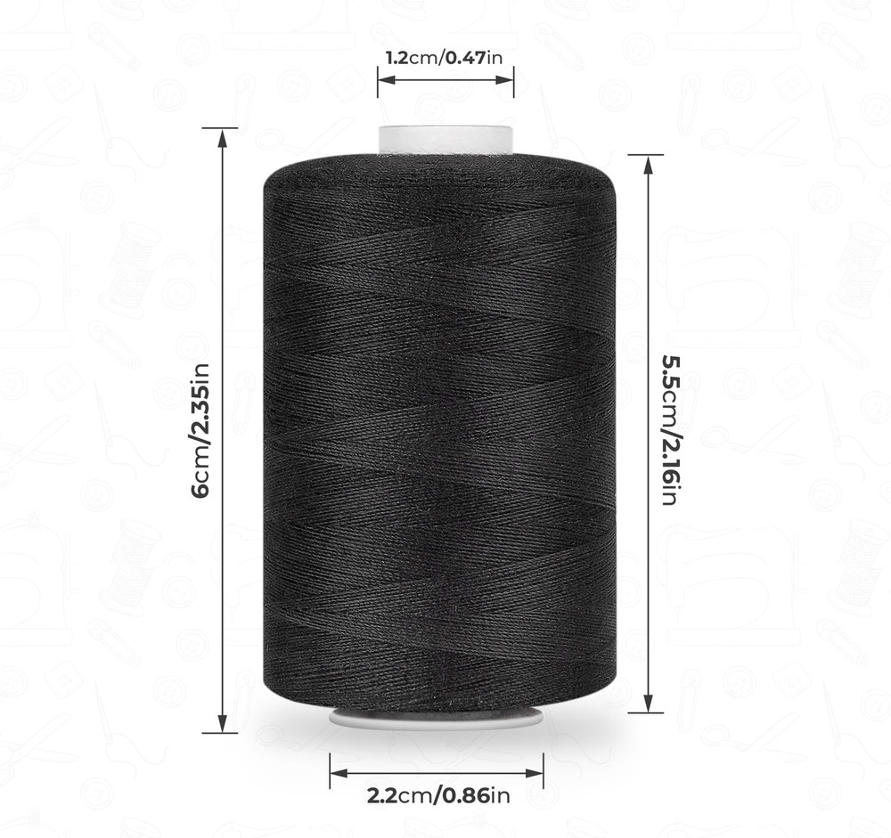 Sewing Thread 1000 Yard per Black Sewing Thread Polyester Thread Spools Sewin...