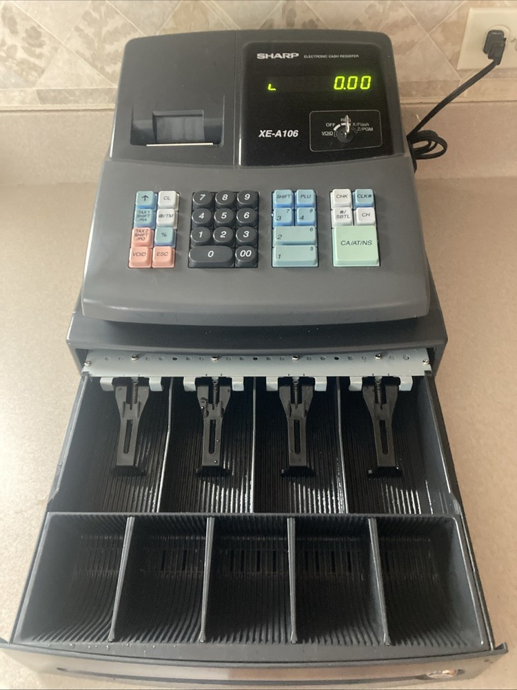 Sharp XE-A106 Cash Register Tested Working No Till Key