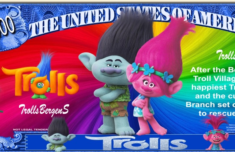 Trolls Million Dollar Bill Play Funny Money Novelty Note with FREE SLEEVE