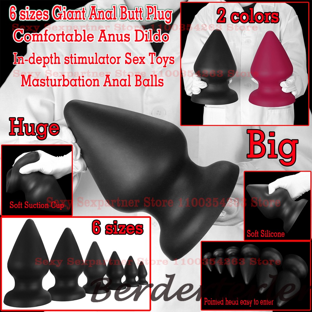6 sizes Huge Anal Plug Silicone Comfortable Conical Butt Plug Big Anal Dildos
