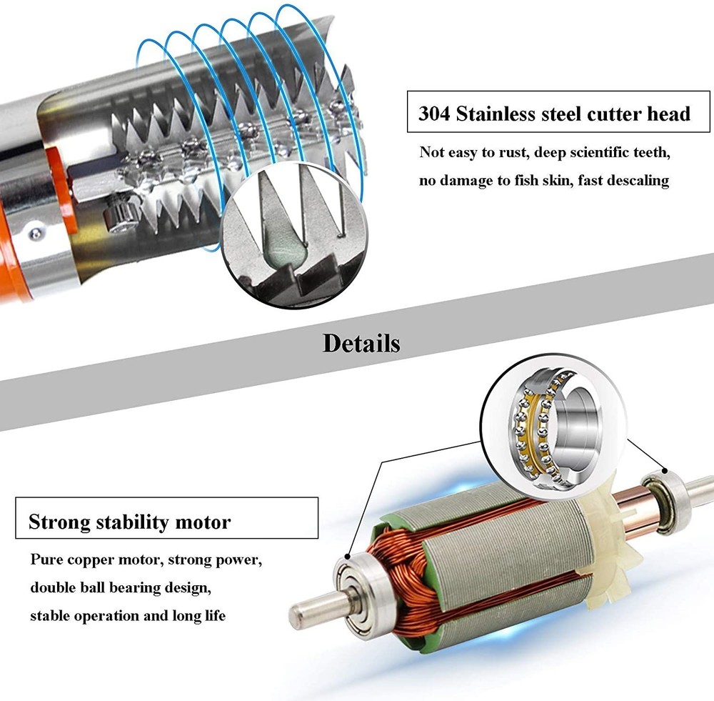 Powerful Electric Fish Scraper Cordless Fish Scaler Cleaner Automatic Fish Scale