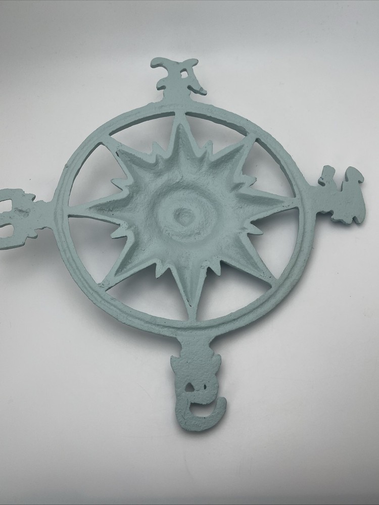 Large Cast Iron Rose Compass 2 Toned Blue 11.25”