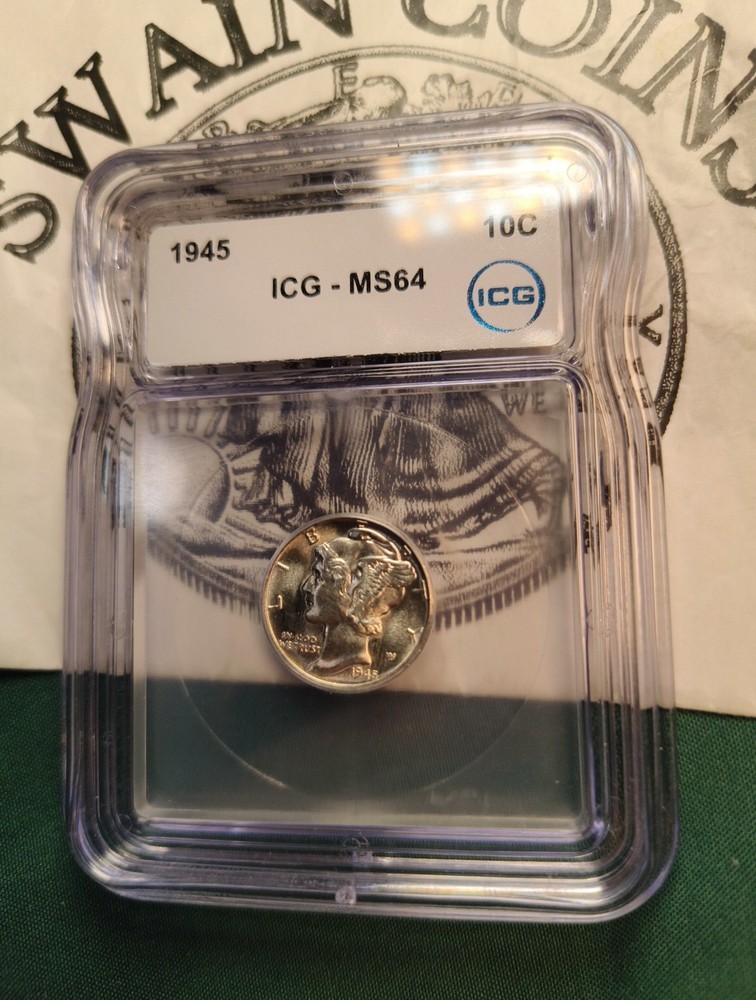 1945 10C SILVER MERCURY DIME MS 64 EY105