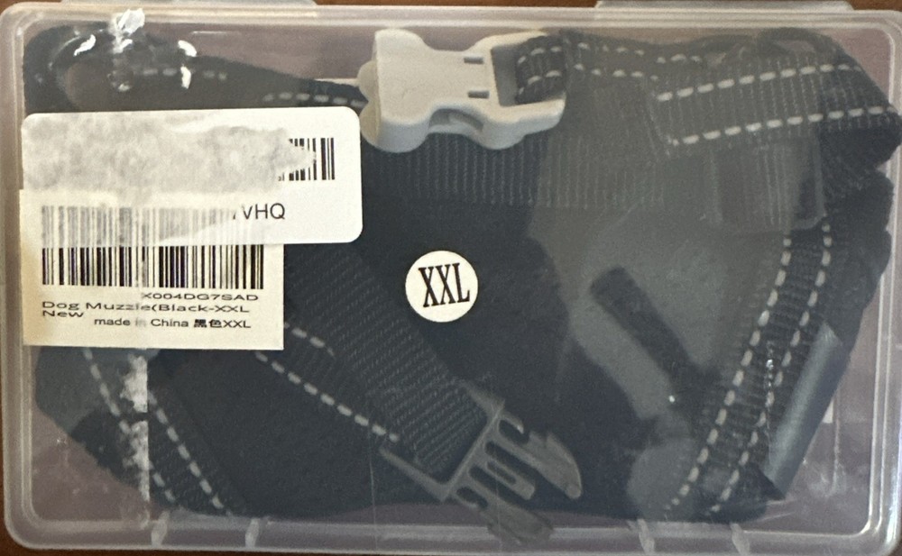 Dog Muzzle Soft No Bark-Bite Adjustable Air Mesh Muzzle - Breathable Black XXL