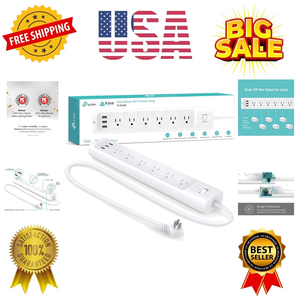 Plug Power Strip , Surge Protector with 6 Individually Controlled Smart Outle...