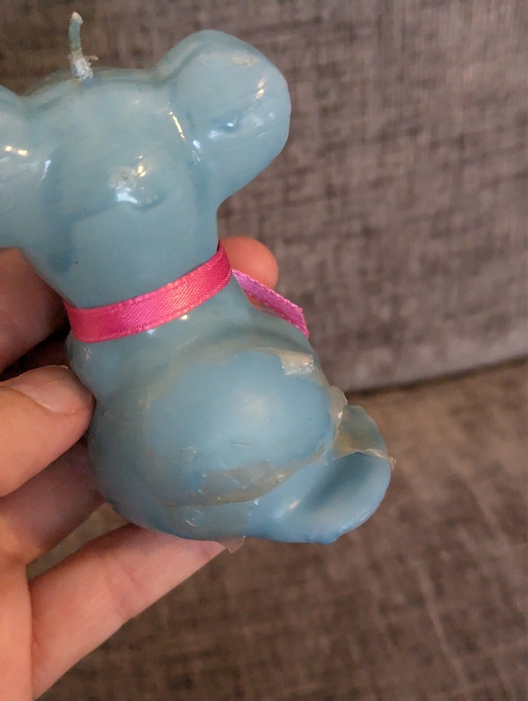 Vintage Blue Wax Mouse Candle