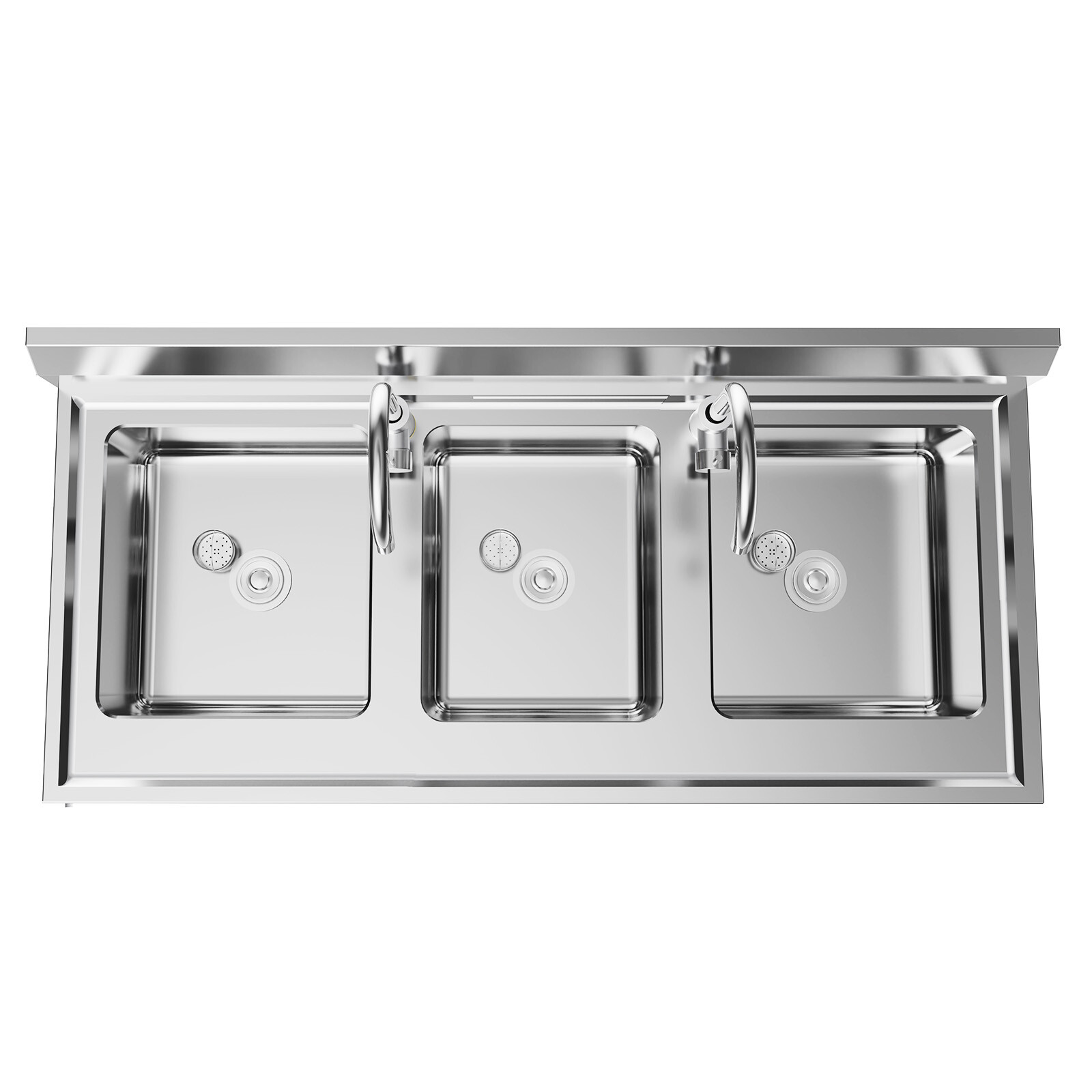 Commercial Stainless Steel 3-Compartment Sink for Kitchen & Catering Use