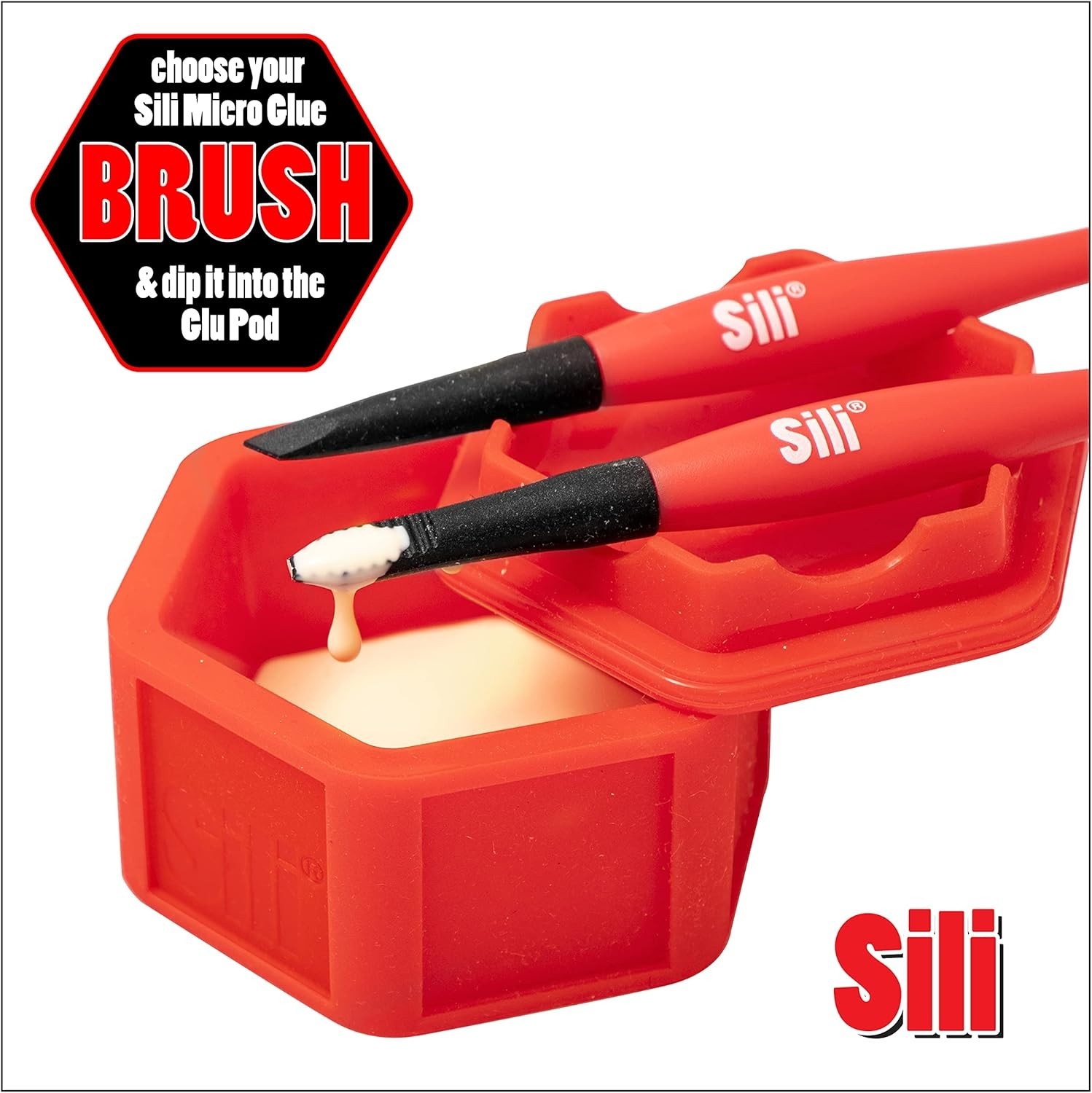 Sili Non-Stick Micro Silicone Glue Brush Wood Glue Applicator Set | Fine