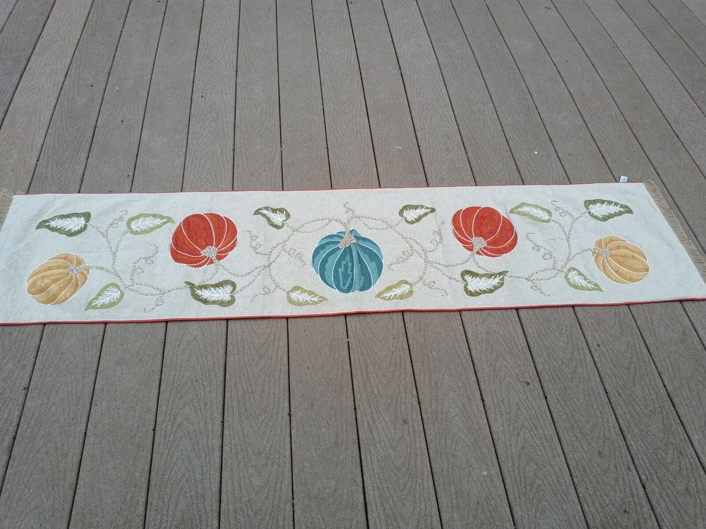 Fall Harvest Thanksgiving Table Runner 16x74 棉 -