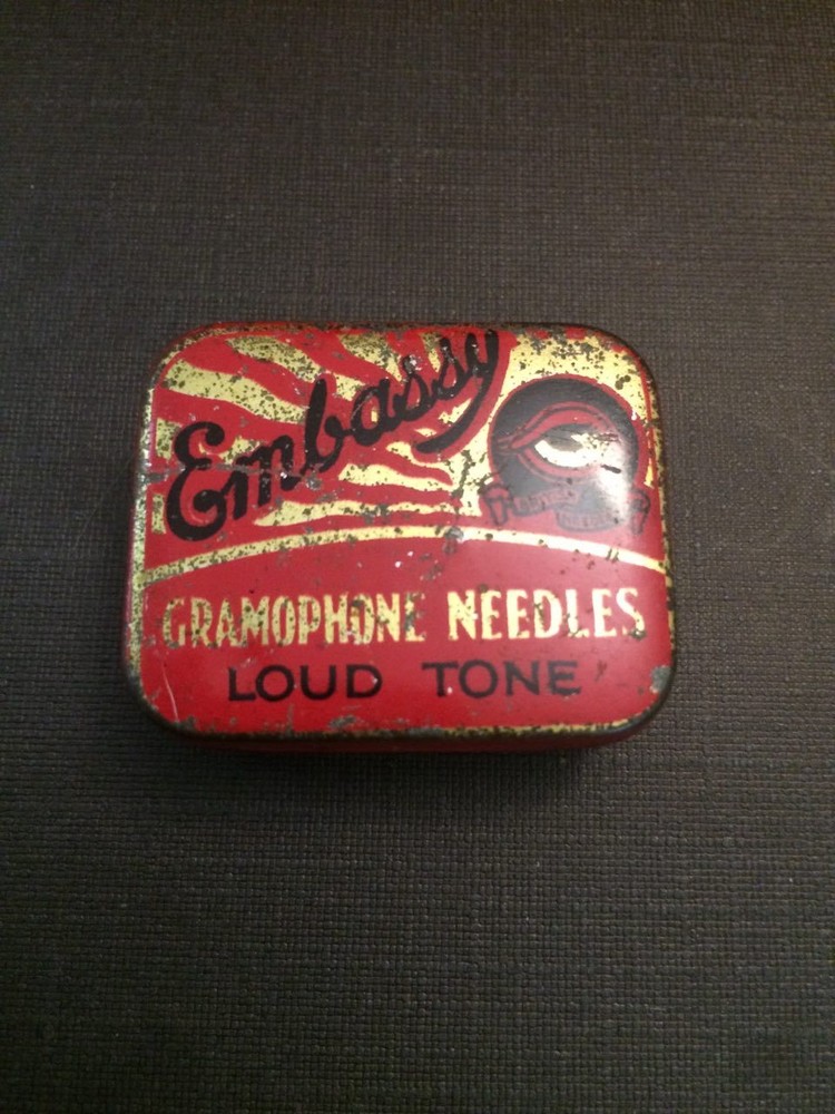 PG014 - EMPTY EMBASSY 11/16 gramophone dot tin box / tin box