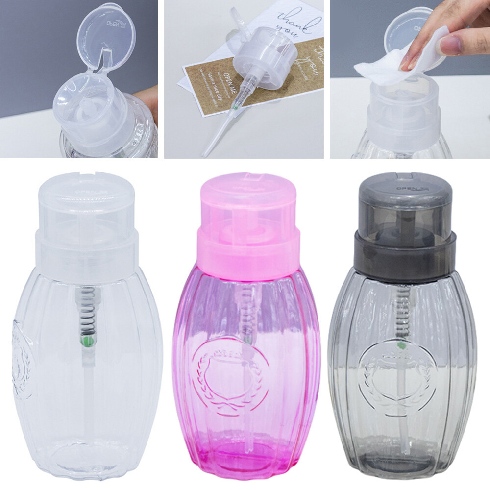 Press Pump Dispenser Refillable Bottle Nail Cleaner Container Reusable Portable