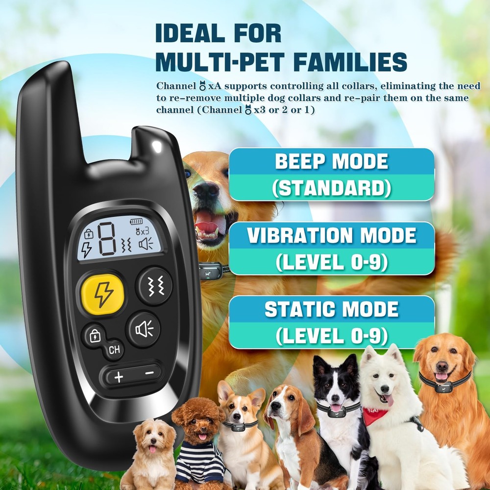 Remote Dog Shock Collar - Rechargeable Training E-Collar for All Sizes