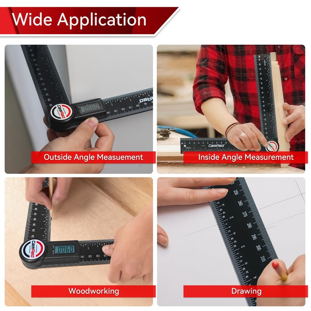 GemRed Digital Protractor Digital Angle Finder Ruler
