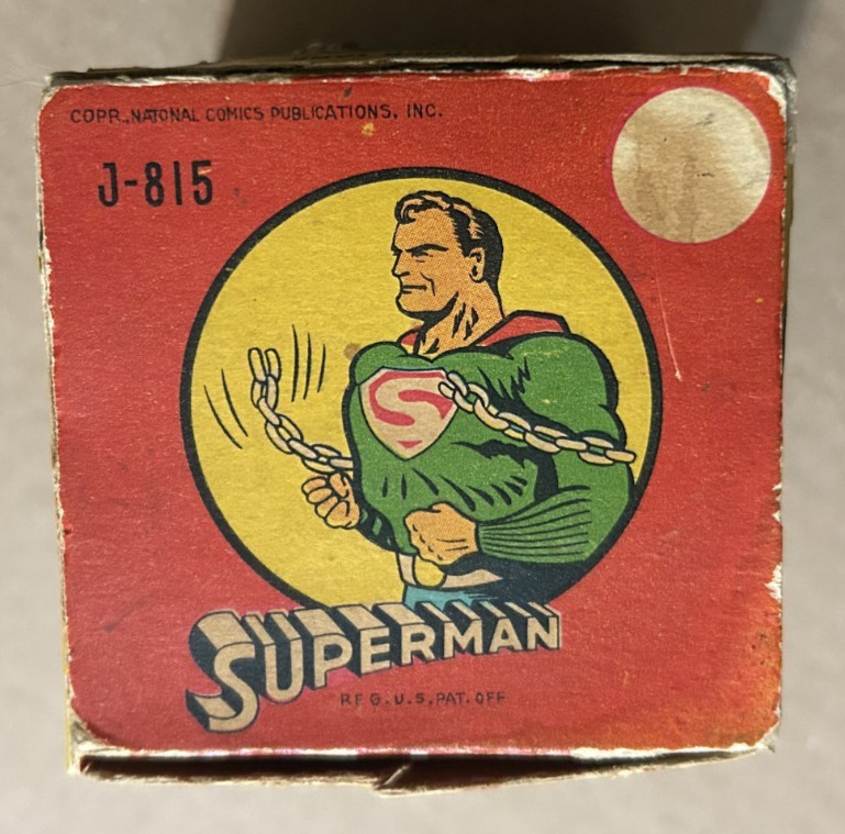 1950's Mechanical SUPERMAN TURNOVER TANK Linemar Tin Wind-Up w ORIGINAL BOX RARE