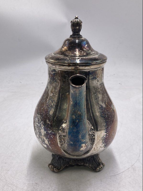 Vintage Silver Plated Collectible Small Teapot With Lid And Handle