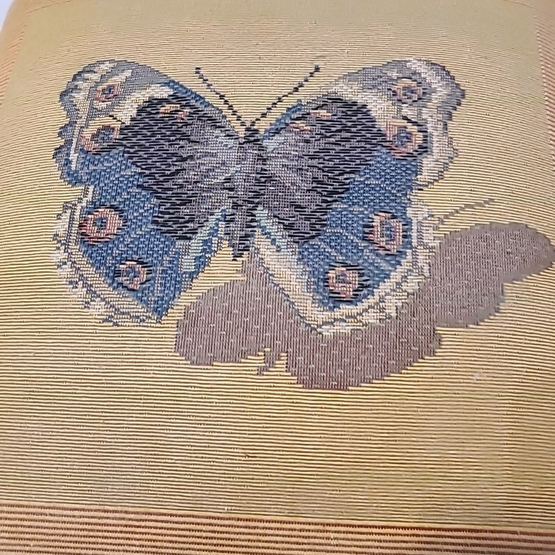 Vintage needlepoint butterfly footstool 13" x 13" x 5" Wooden Feet