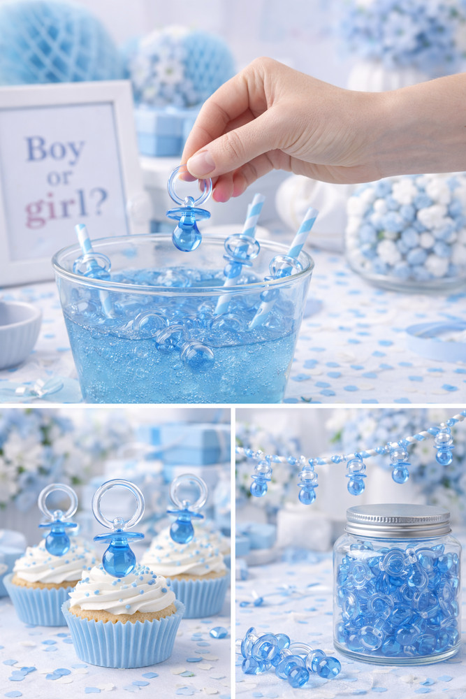 TRANSLUCENT BLUE PACIFIERS (plastic) 36 ct, 2.5''