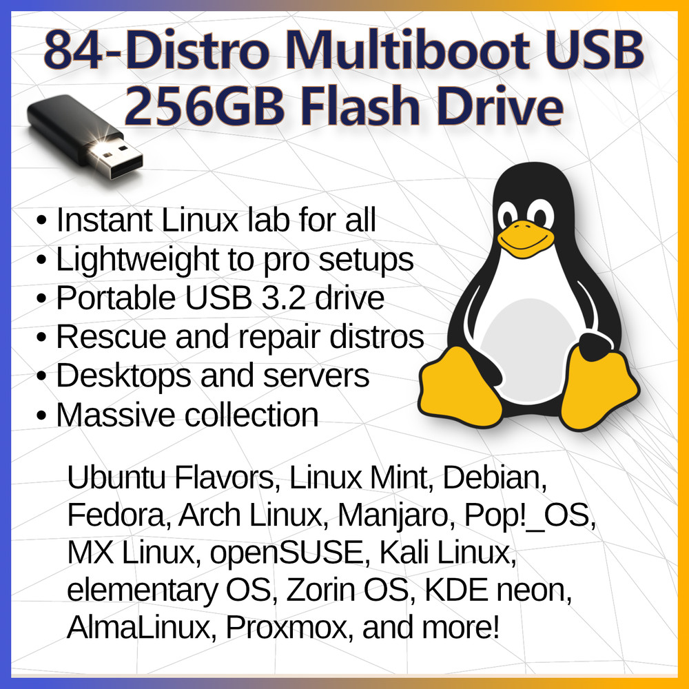 84-in-1 Linux Multiboot 256GB USB Flash Drive