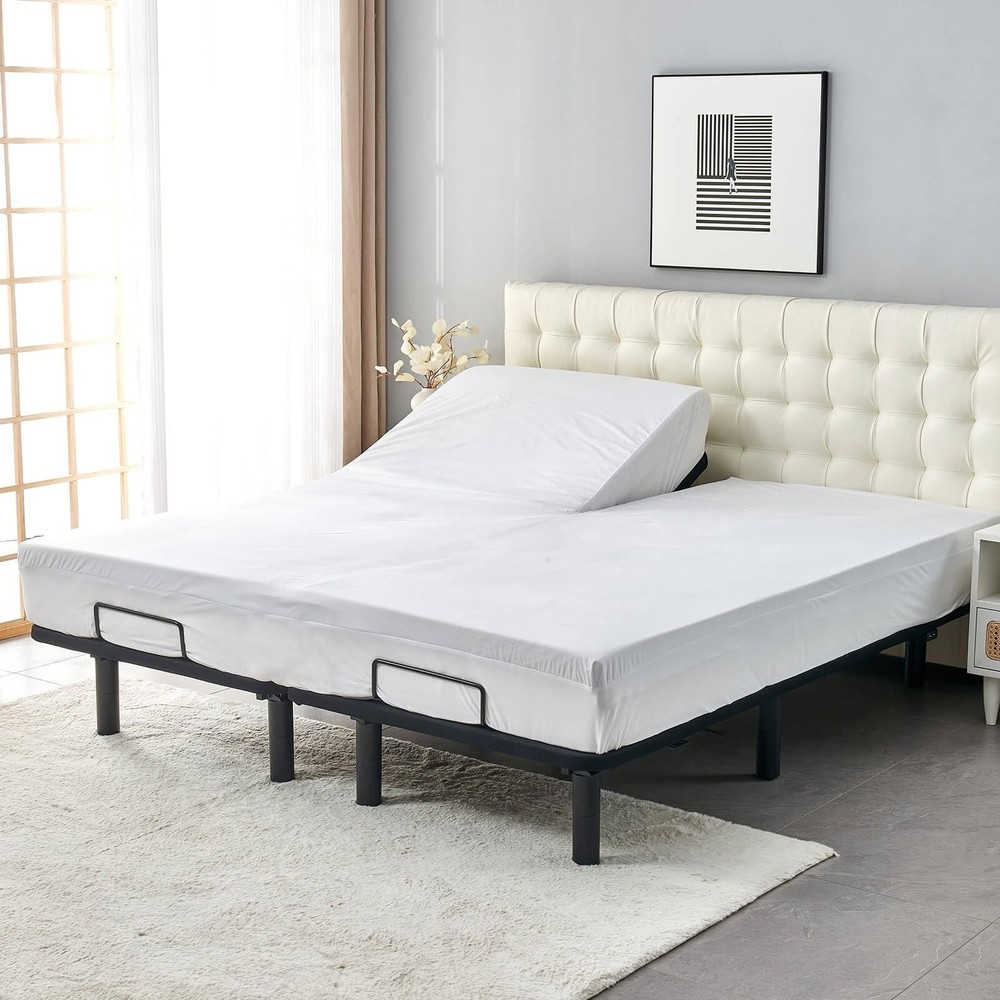 Waterproof 32-34" Split Top Queen Mattress Protector for Adjustable Bed Soft ...