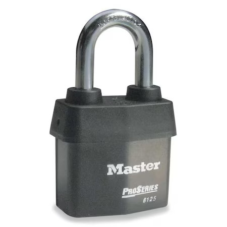 Master Lock 6125 Padlock, Keyed Different, Standard Shackle, Rectangular Steel