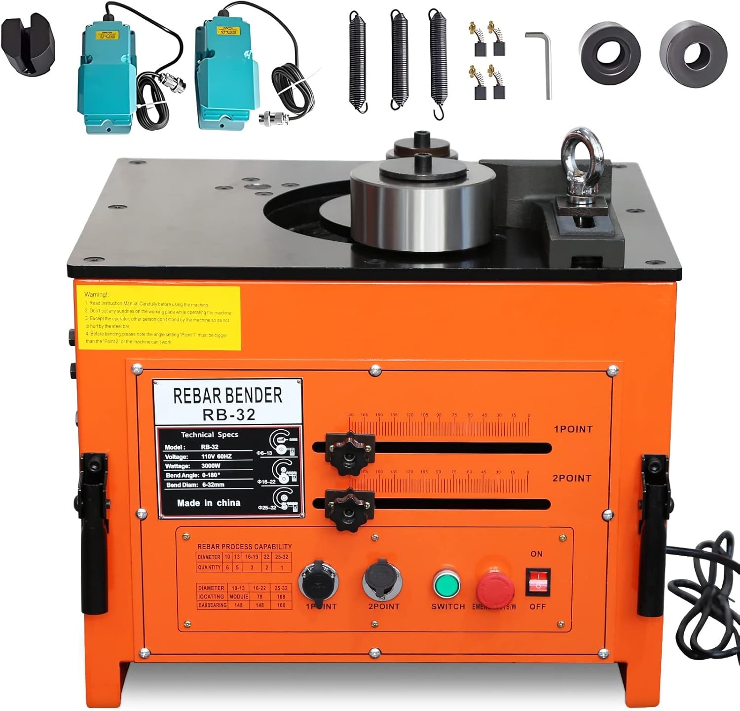 1-1/4" 32mm Construction #10 Rebar Bending Bender Machine W/ 2 Foot Pedals