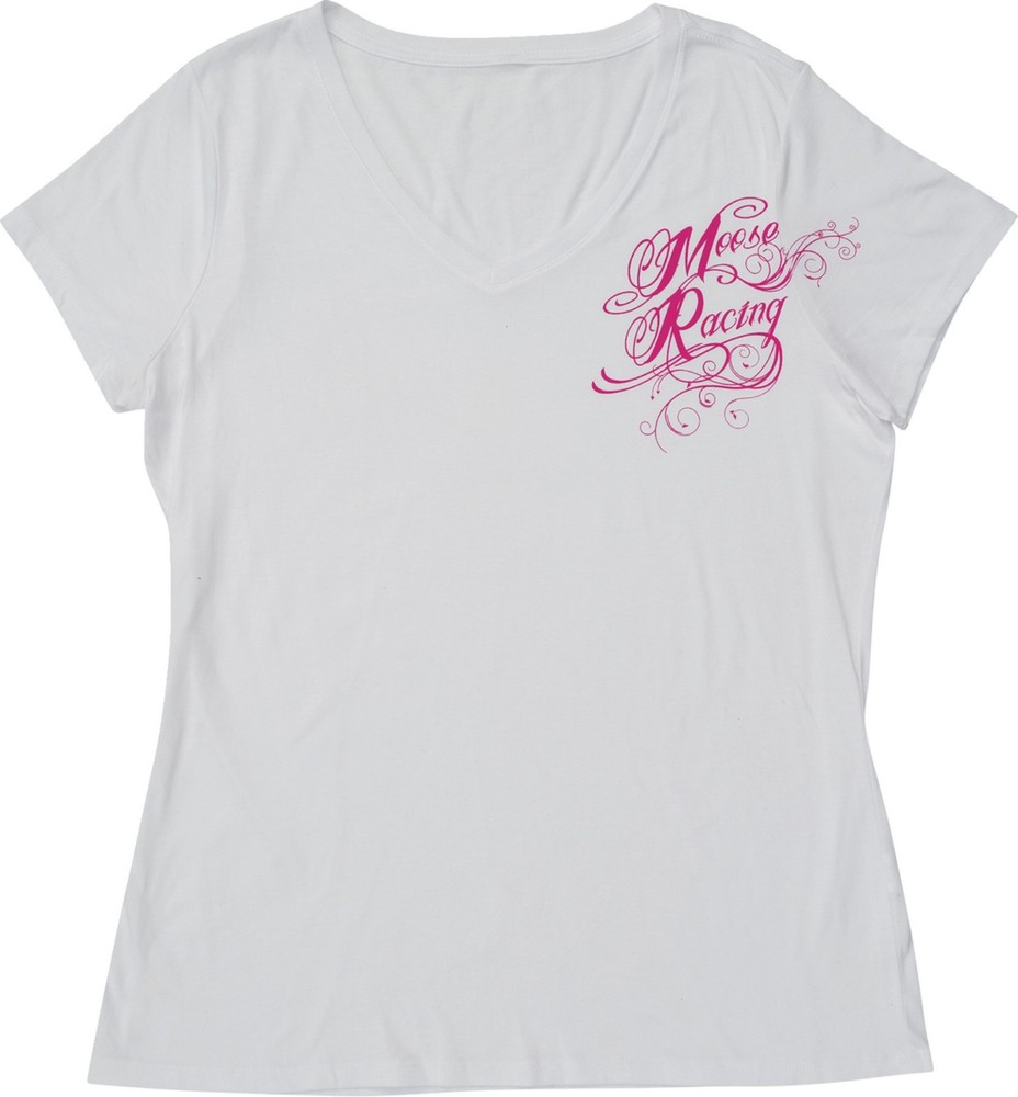 Moose Flourish Script Womens Short Sleeve T-Shirt White
