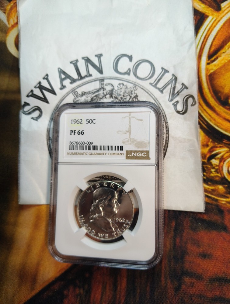 1962 50C Proof Silver Franklin Half Dollar, NGC PF-66 E2-110