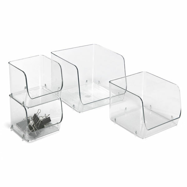 iDesign Open Front Bins Clear 8 Piece Set