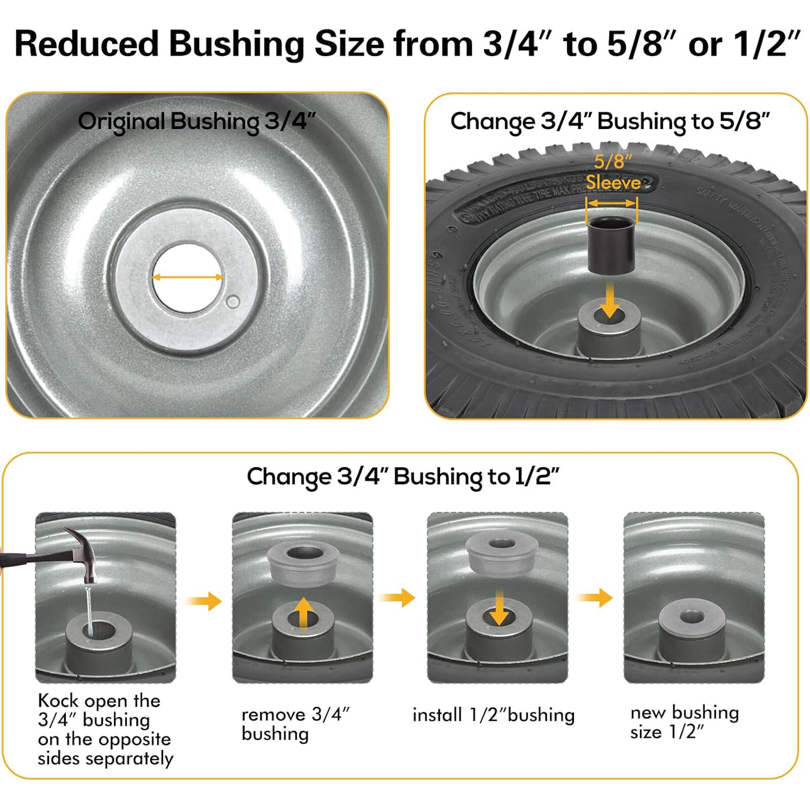 WEIZE 15x6.00-6 4Ply Lawn Mower Front Tire And Wheel Riding Lawn Mowers Set Of 2