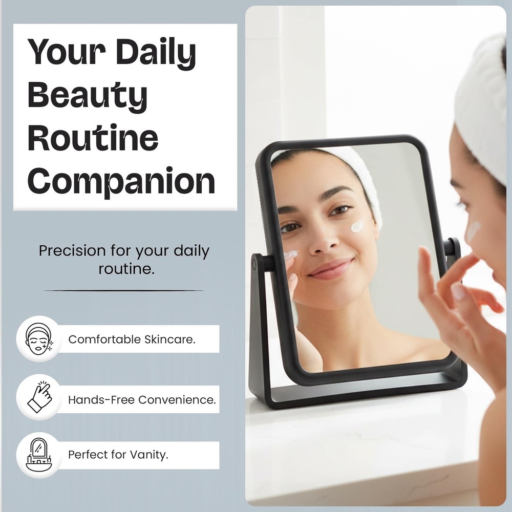 Danielle Creations Black Soft Touch Vanity Mirror - 1x/7x Magnification