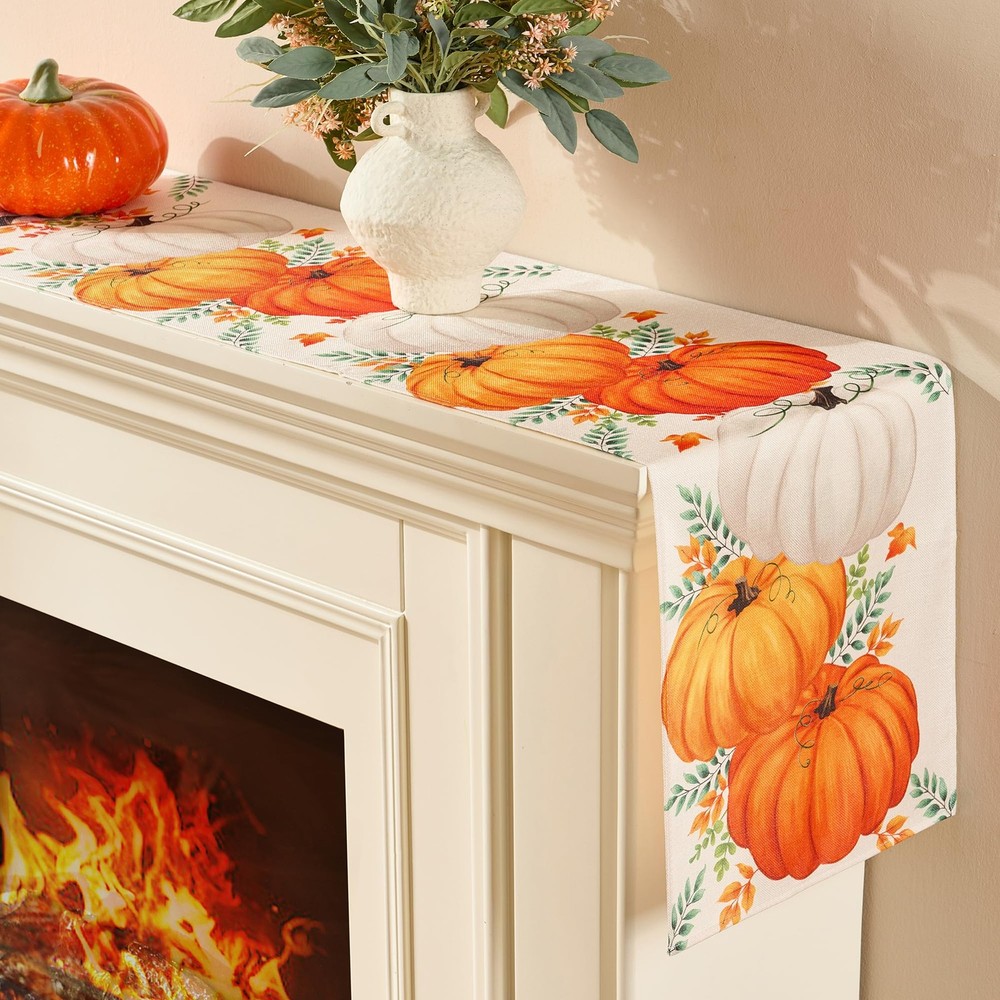 Thanksgiving Table Runner for Thanksgiving Decorations, Fall Table Runner wit...