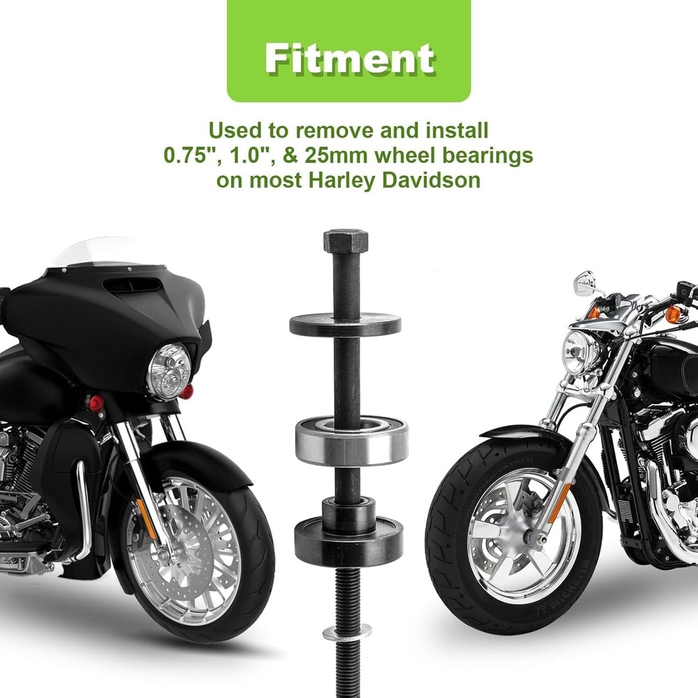 Wheel Bearing Puller Tool Kit Compatible with Harley Motorcycles. Wheel
