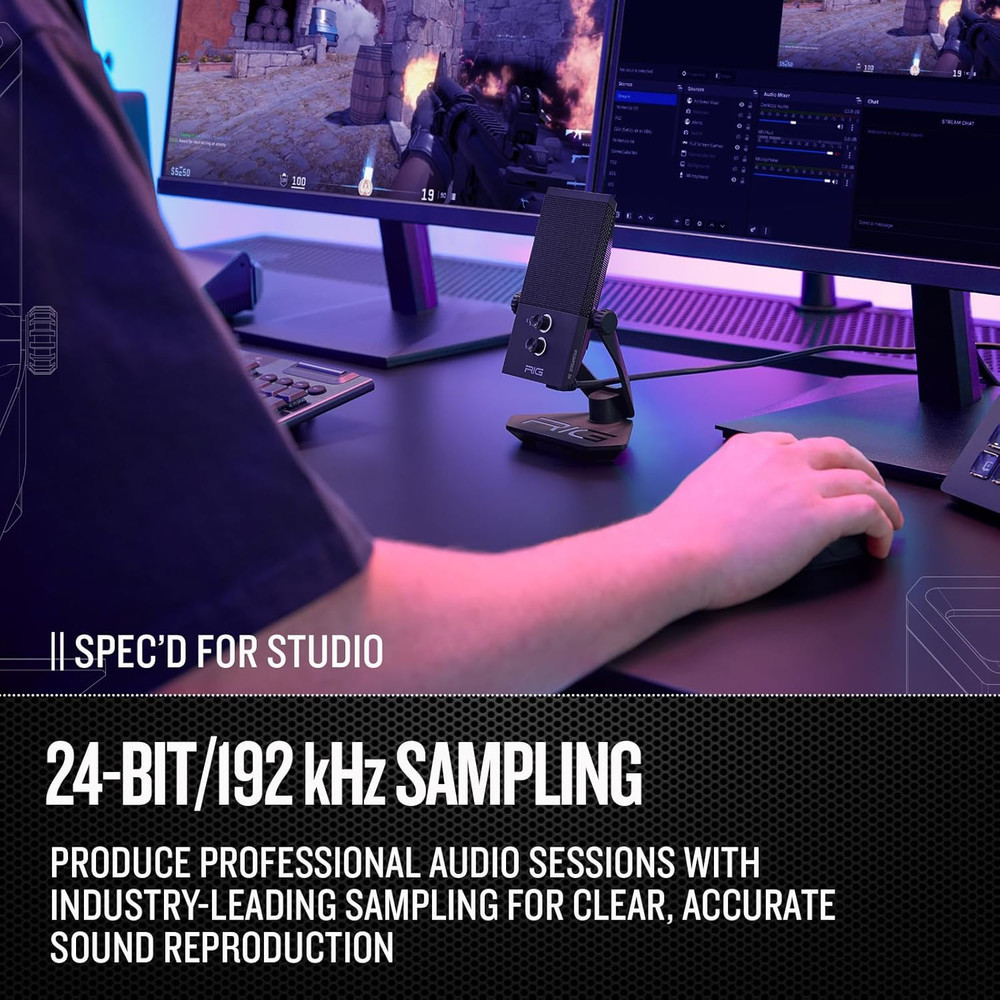 RIG M2 STREAMSTAR PRO HD | Wired USB Streaming Microphone with 24-Bit DAC and Bl