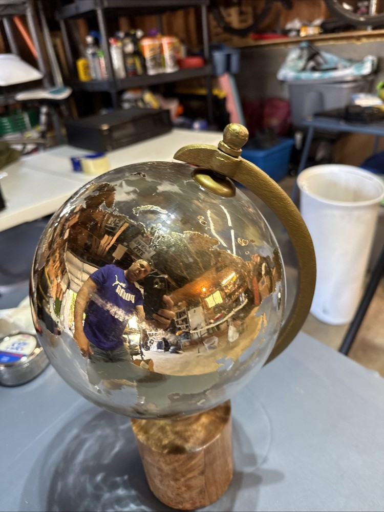 Decorative Glass Globe wooden base 15" Tall
