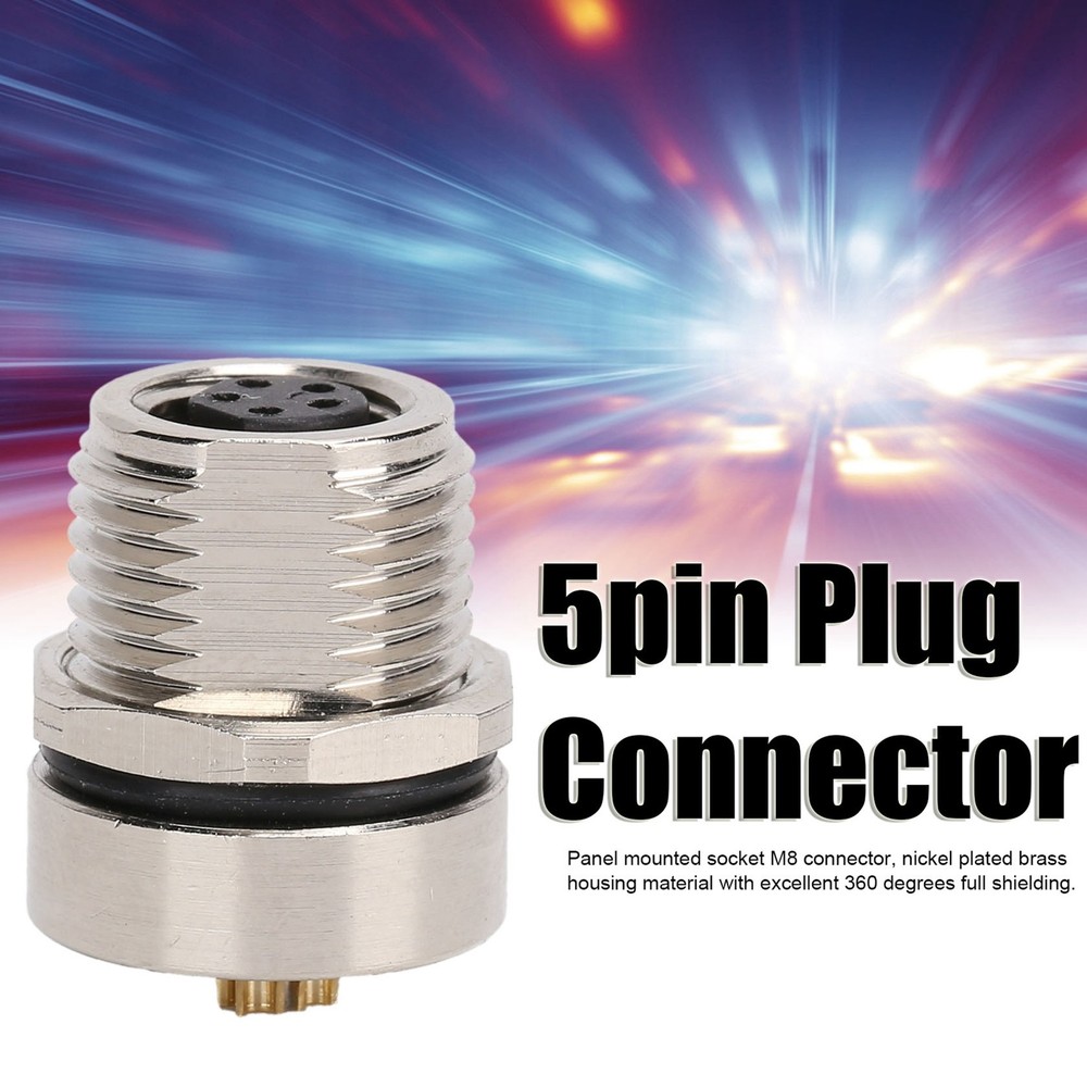 M8FS5 Panel Mounted Socket M8 IP67 Connector 5pin Plug Adapter Connector❀