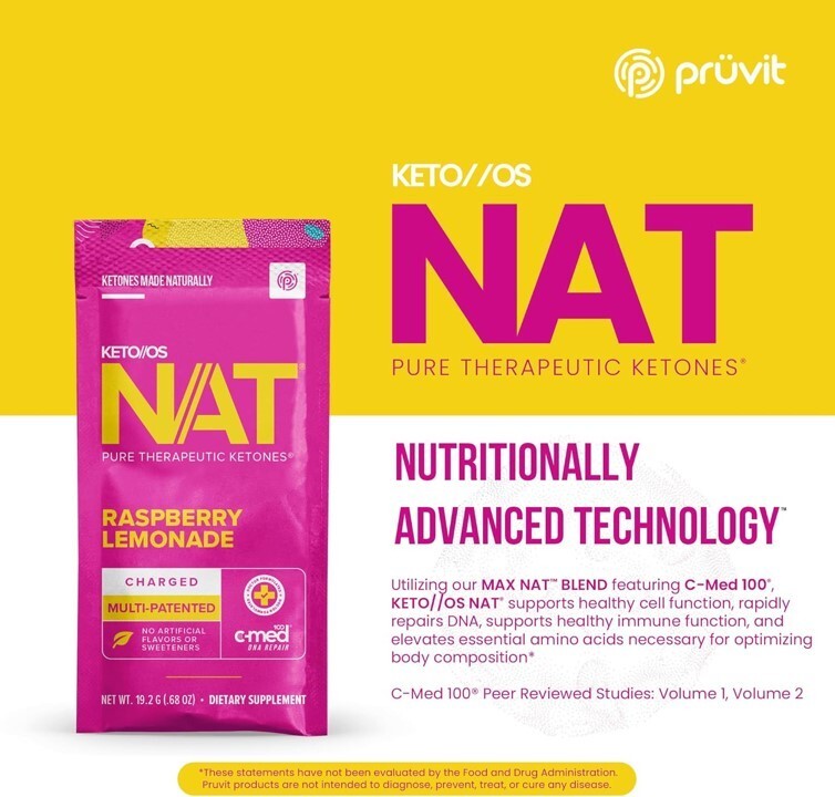 PRUVIT Keto OS NAT Raspberry Lemonade Charged 20 Pack Sealed New Free Shipping