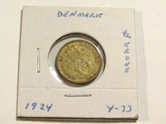 Denmark 1924 1/2 Krone Coin
