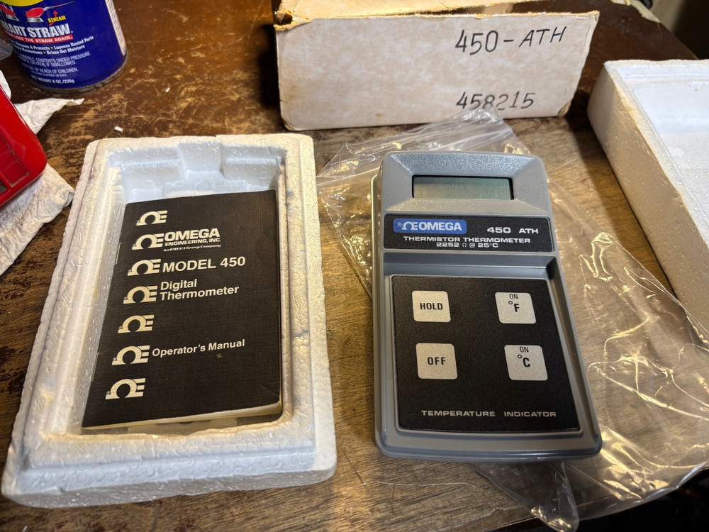 Omega 450 Digital Thermometer Powers On.